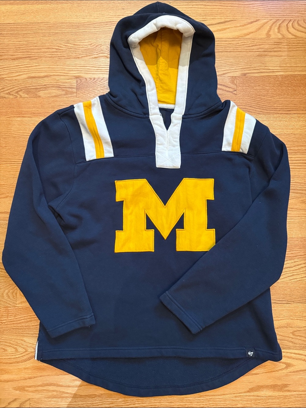 University of Michigan HoodedSweatshirt with Yellow 'M' Applique